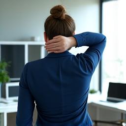 Persona estirándose brevemente en la oficina
